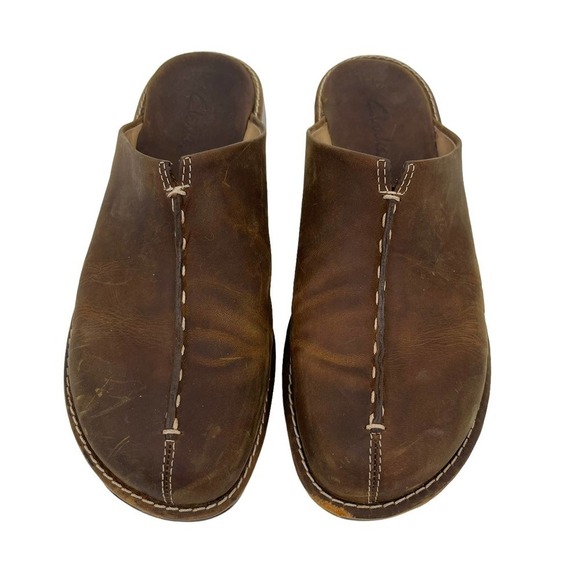 Clarks Shoes Mitchell Clogs Brown Leather 7 M - Picture 5 of 10